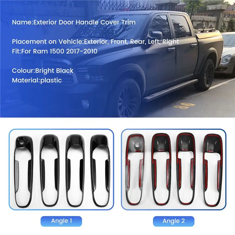 A66P-غطاء مقبض باب السيارة مقبض الباب الخارجي الكسوة ل دودج رام 1500 2017-2010