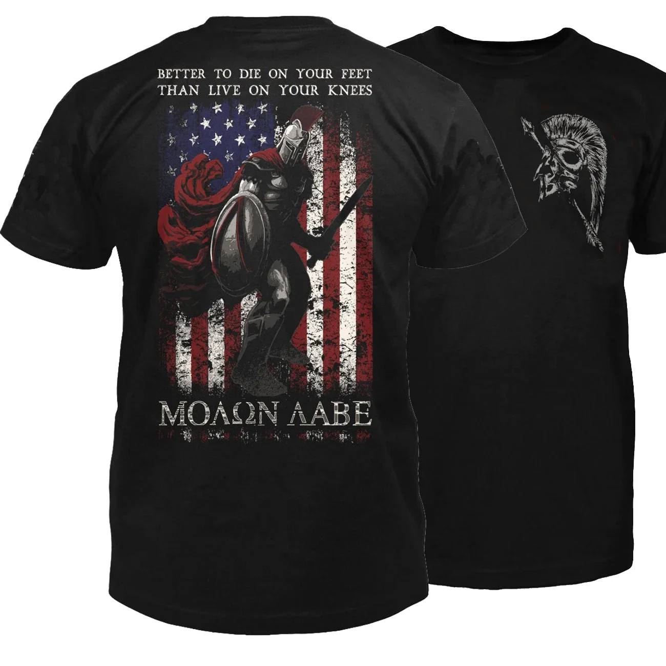 American Flag Spartan Warriors MOLON LABE T-Shirt. Premium Cotton Short Sleeve O-Neck Mens T Shirt New S-3XL