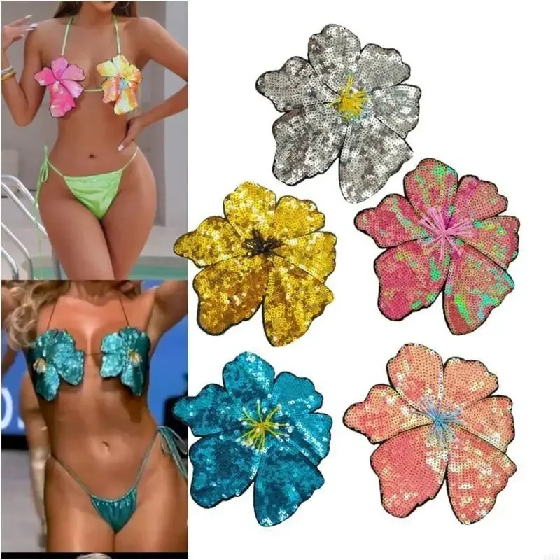 Embroideried Flower Applique Sequined Patches Sewing Supply For Personalizing Fashionable Clothes Costume Accessories