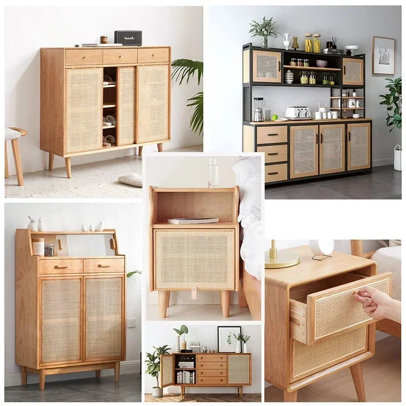 Natural Hand-woven Square Rattan Rolls Real Rattan Mesh Furniture Repair Material Chair Back Table Cabinet Door DIY Making Tools