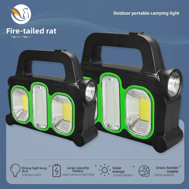 COB LED Solar Camping Light Large Capacity Rechargeable Work Lantern Emergency Strong Beam Long Distance Outdoor Tent Portable