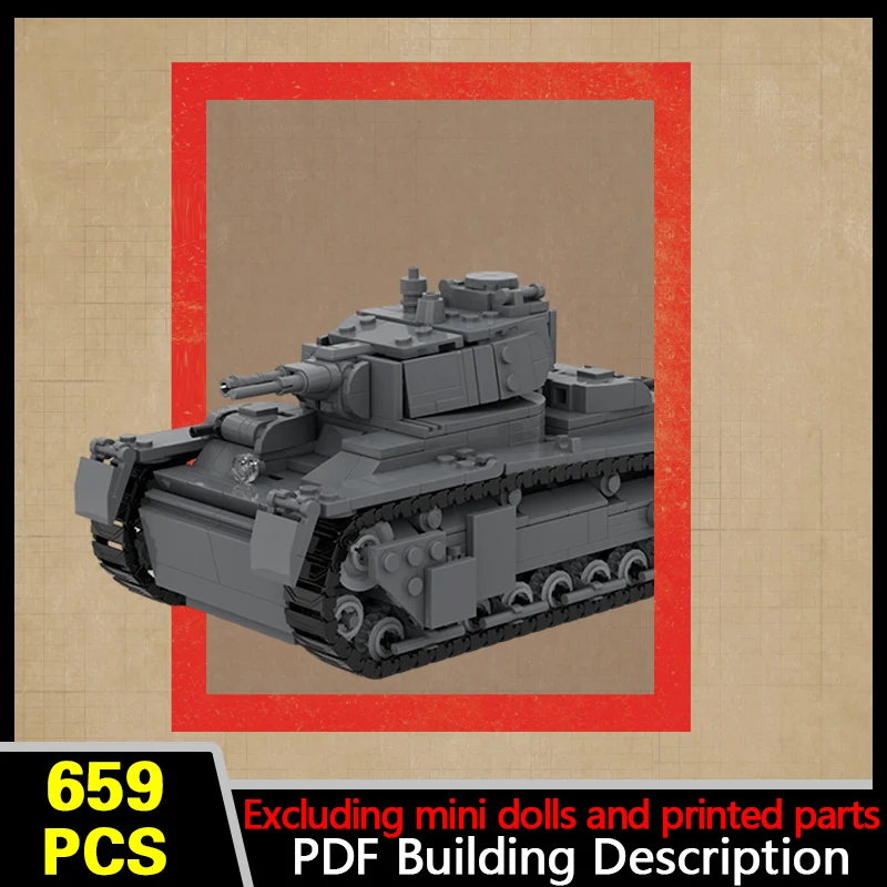 Multi-Turret Experimental Tank Model MOC Building Bricks War Equipment Modular Technology Gifts Holiday Assemble Children Toys