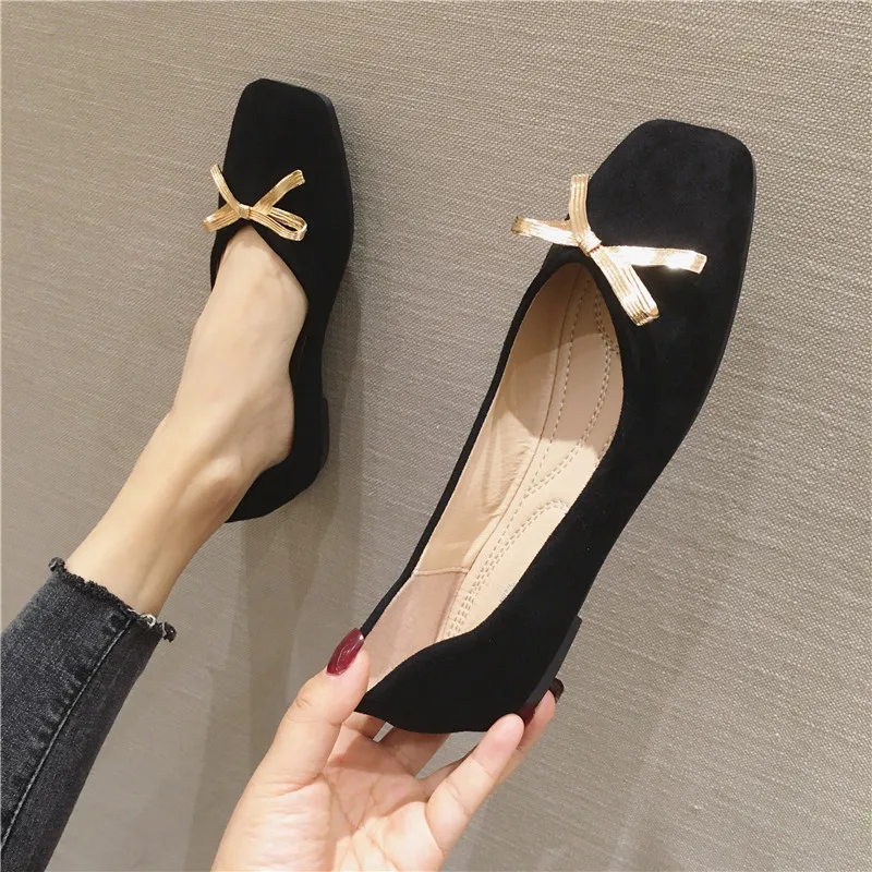 Women Flats with Bow Spring Wine Red Flat Shoes for Women Large Size 43 44 45 46 Black Ballet Flats for Women Zapatillas Mujer