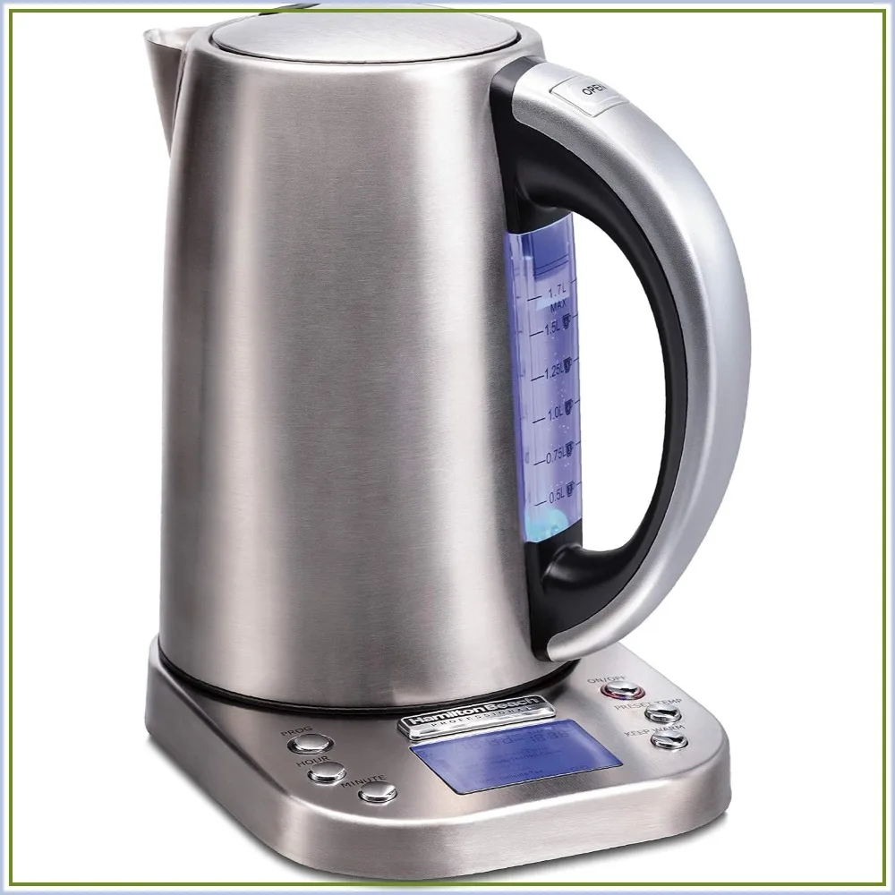 Digital LCD Electric Tea Kettle Water Boiler Heater 1.7L 1500W Fast Boiling Cordless Silver