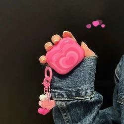 Airpods Pro case Soft Silicone Case with Heart Pattern for AirPods 4 1 2 3 Pro 2 Generation Case with Pendant Keychain for Girls