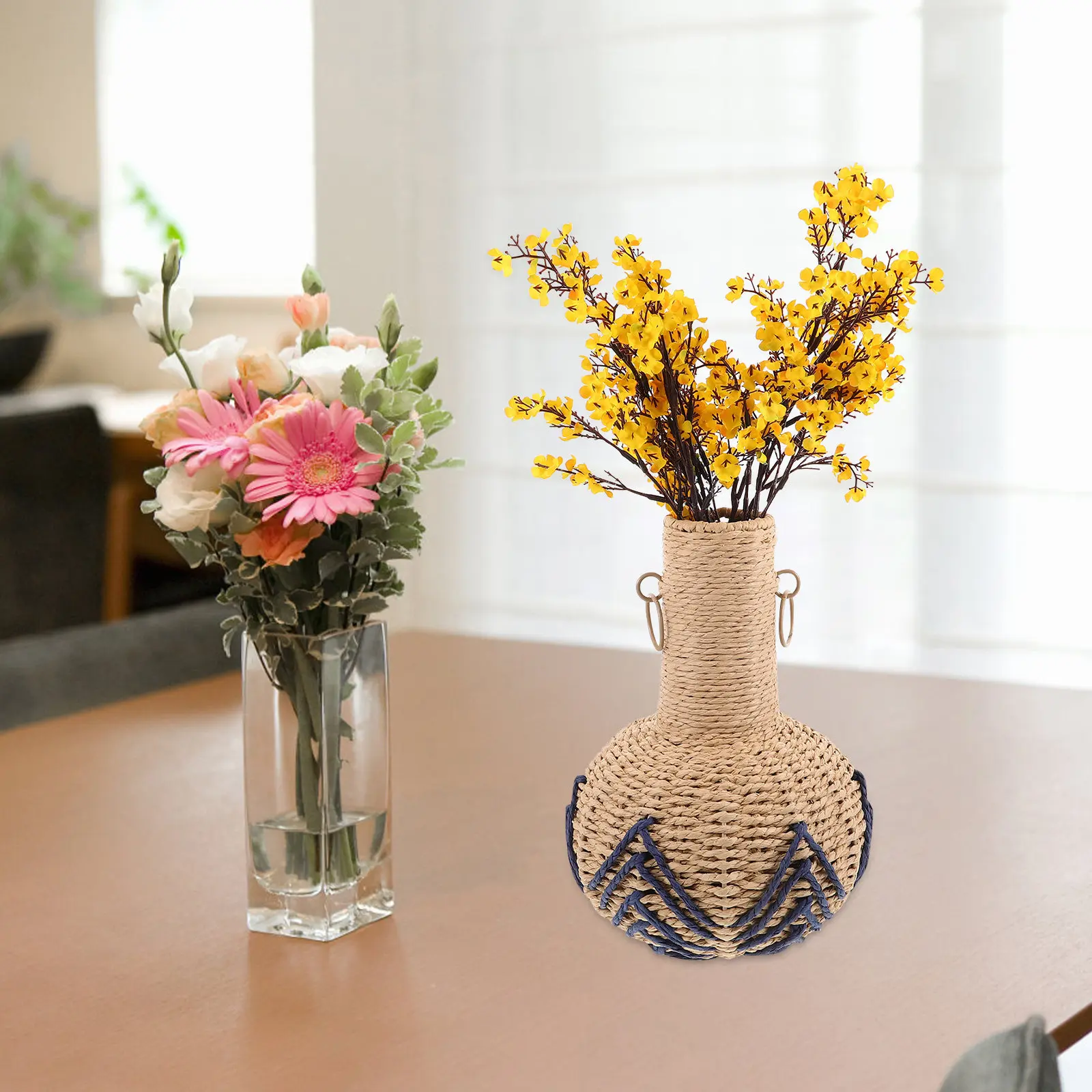 Flower Vase Home Glass Decor Halloween Christmas New Year Basket Vase Decor Basket Flower Vase Artificial Flower Vase