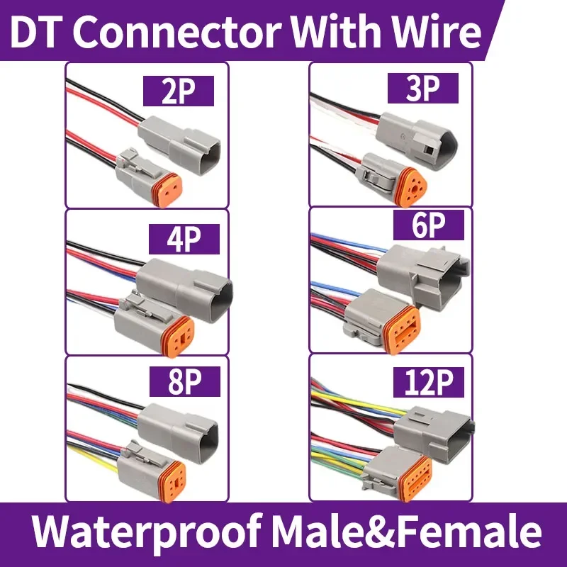 5/20/100 Sets 2-12 Pin Automotive Sealed Electric Plug Male Female Waterproof Connector Wire Harness DT Series DT06-4S DT04-4P