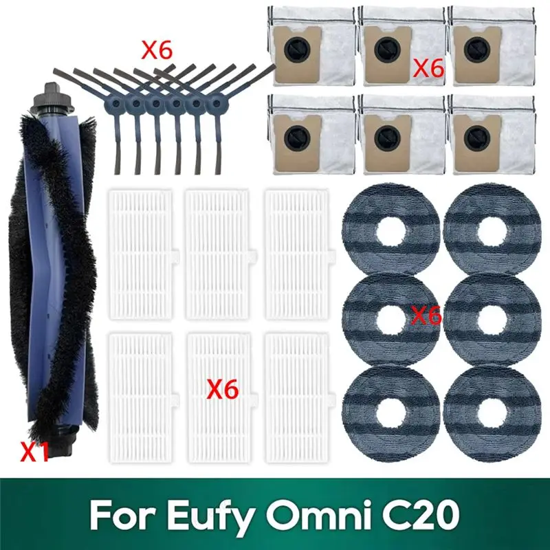 B30B Comprehensive Cleaning Kit for Eufy Omni C20 Dust Bag HEPA Filter Roller Side Brush Mop Cloth