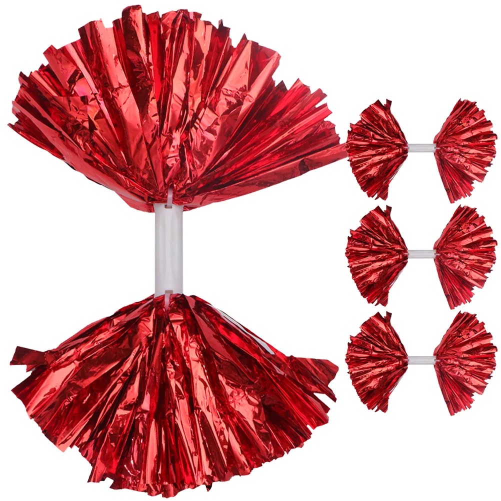 

4pcs Cheerleader Pom Poms Bright Metallic Reusable For Sports Dance Performance Festival Gymnastics Squad