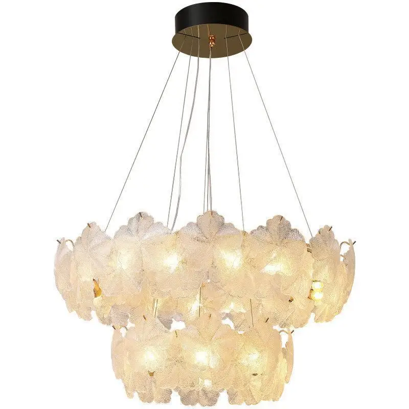 

French light luxury chandelier living room new main lamp creative Internet celebrity cream wind hall crystal lamp high-end
