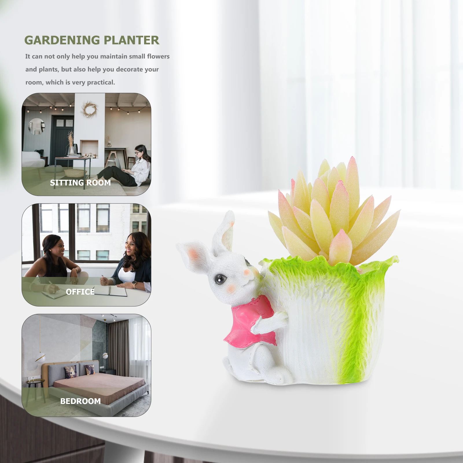 

1Pcs Succulent Flower Pot Cartoon Rabbit Resin Planter Decorative Garden Balcony Bonsai Pot Rabbit Succulent Flowerpot