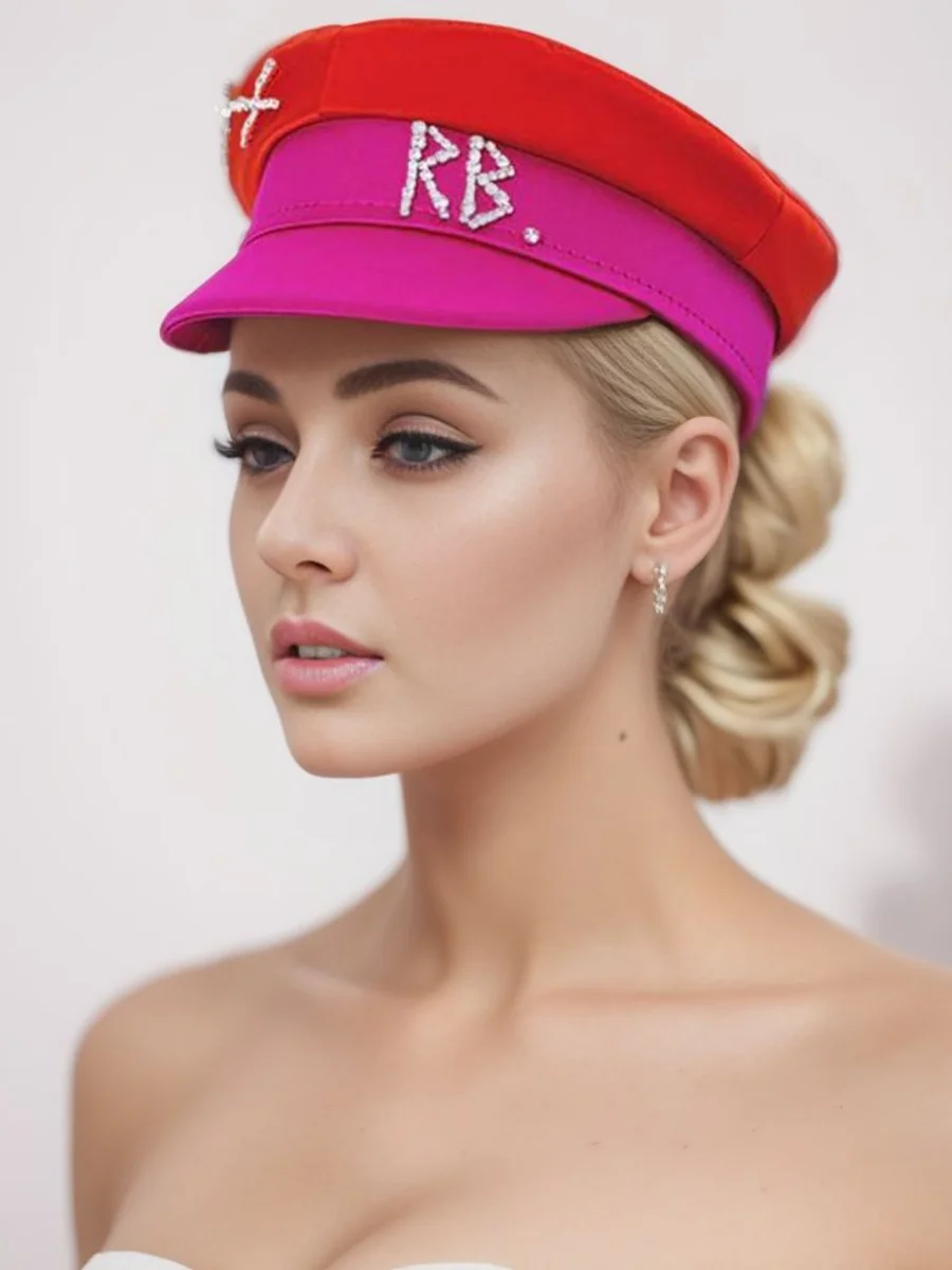 Fashion Luxury Diamond Letter Stain Newsboy Cap for Women Crystal-embellished Baker Boy Caps S-XL for Different Head Size