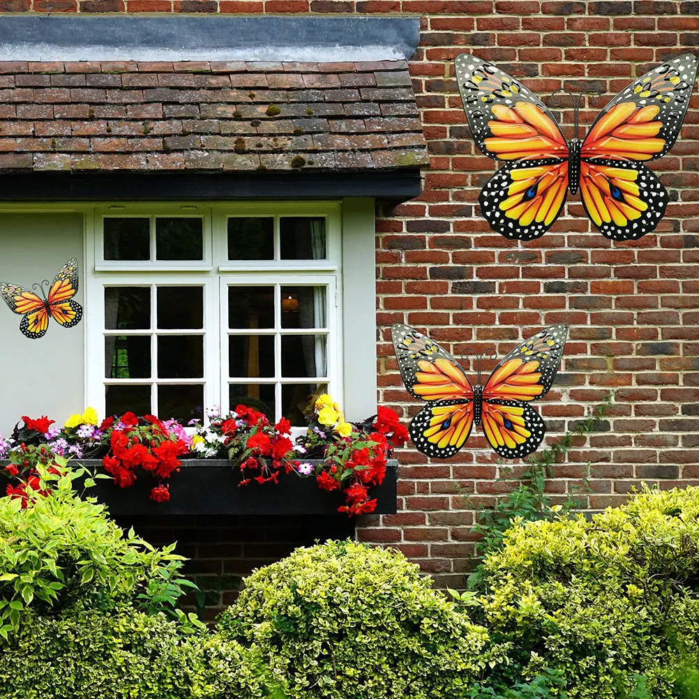 

3 Pcs Butterflies Wall Decor Metal Art Decoration Iron Resistant Fade Bedroom Pendant DIY Fence Gate Garden