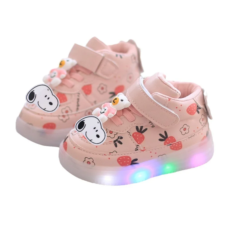 

Обувь с героями мультфильмов, детская светящаяся повседневная обувь, спортивная обувь для девочек с ремешком, весна-осень, новые детские туфли для малышей