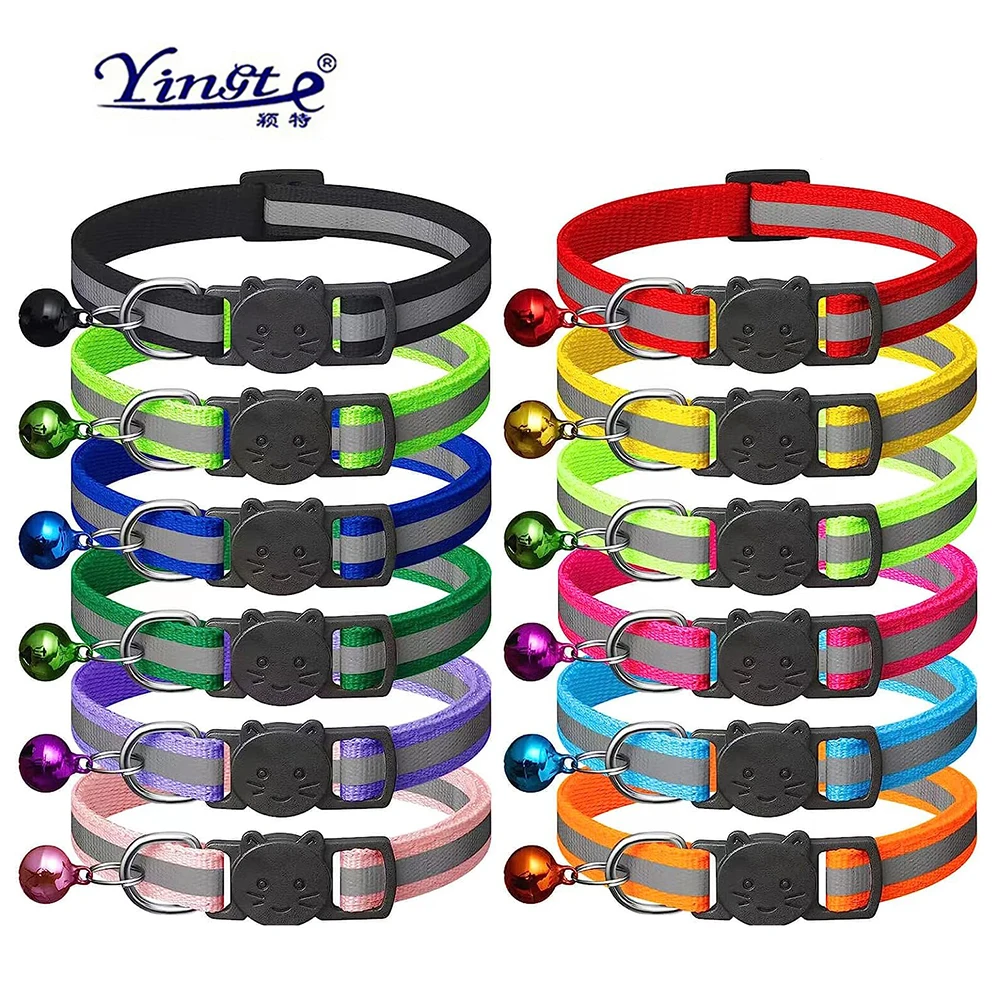 

Pet Collar With Bell And Reflective Soft Cat Collar Adjustable With Safety Buckle Suitable For Accessories For Cats And Dogs