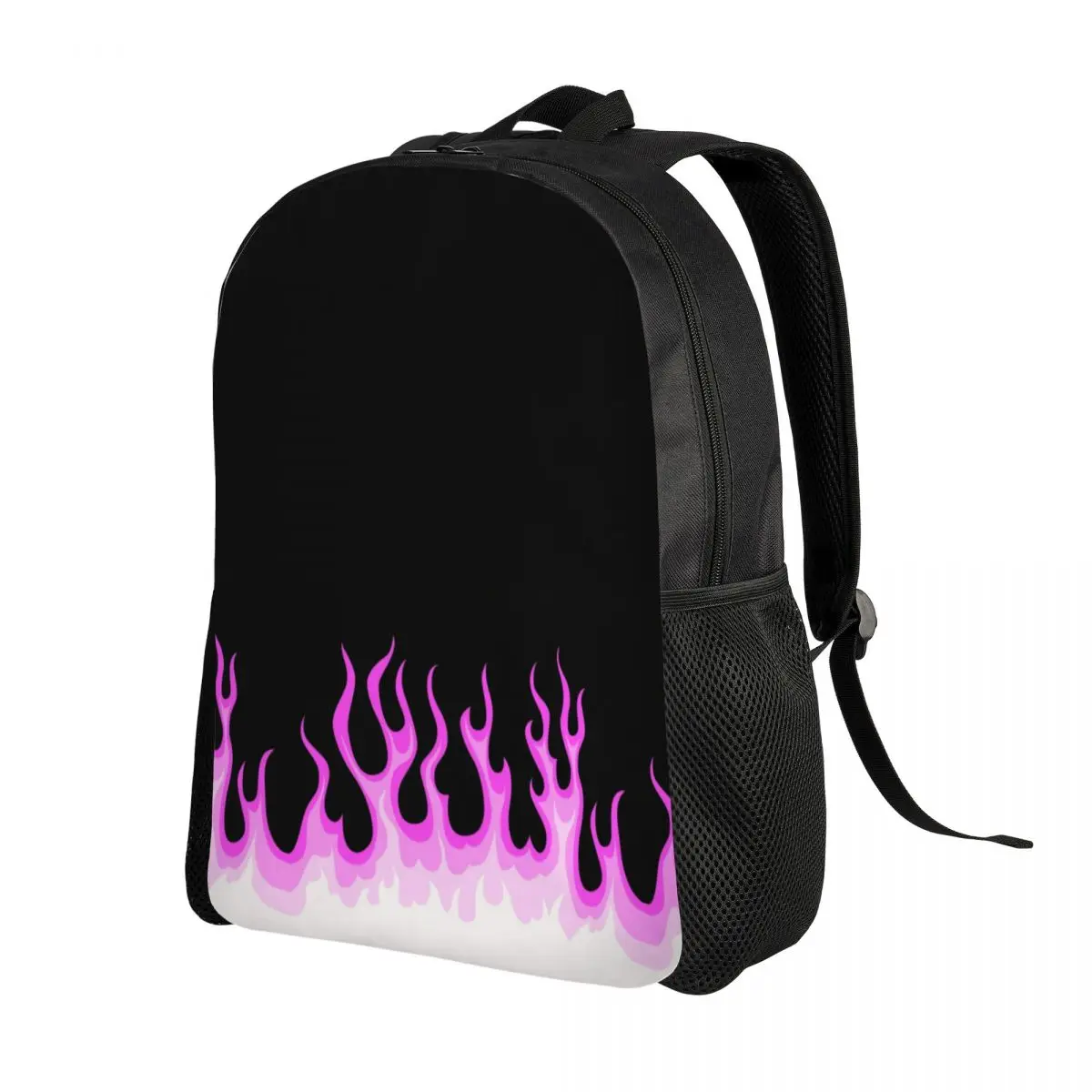 Custom Pink Hot Fire Racing Flames Travel Backpack Men Women School Laptop Bookbag College Student Daypack Bags