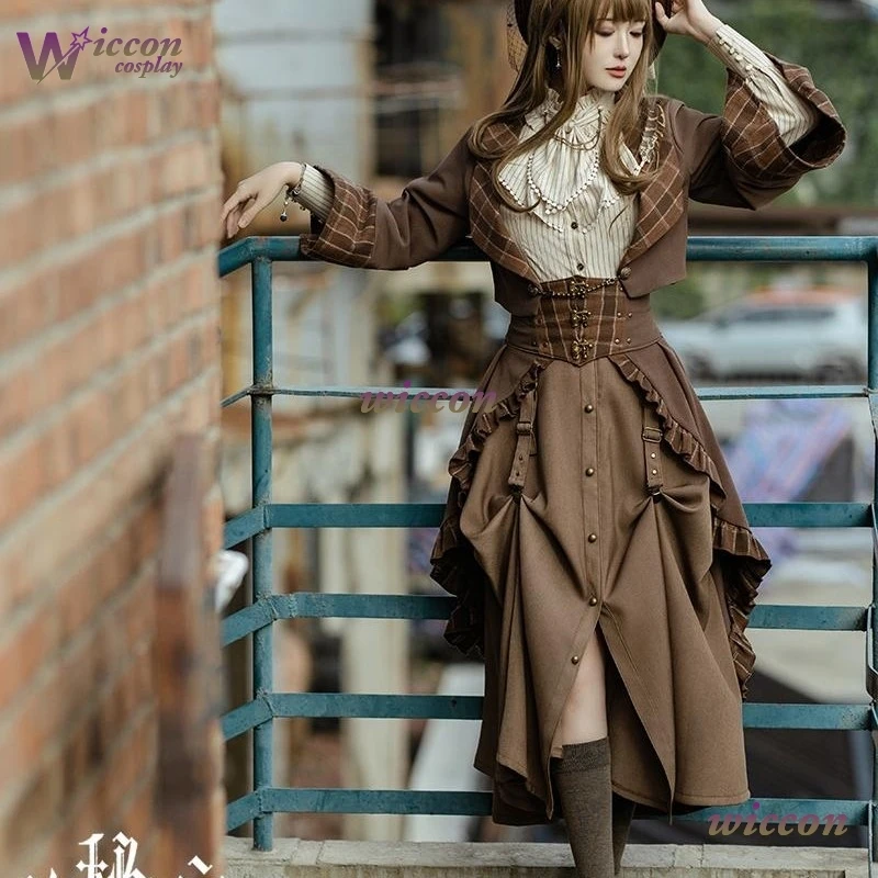 قبعة المحكمة الملابس Fors جدار أنيمي سيد الألواح تأثيري Steampunk نمط فستان بني هالوين الكرة ثوب النساء القمصان معطف HQ