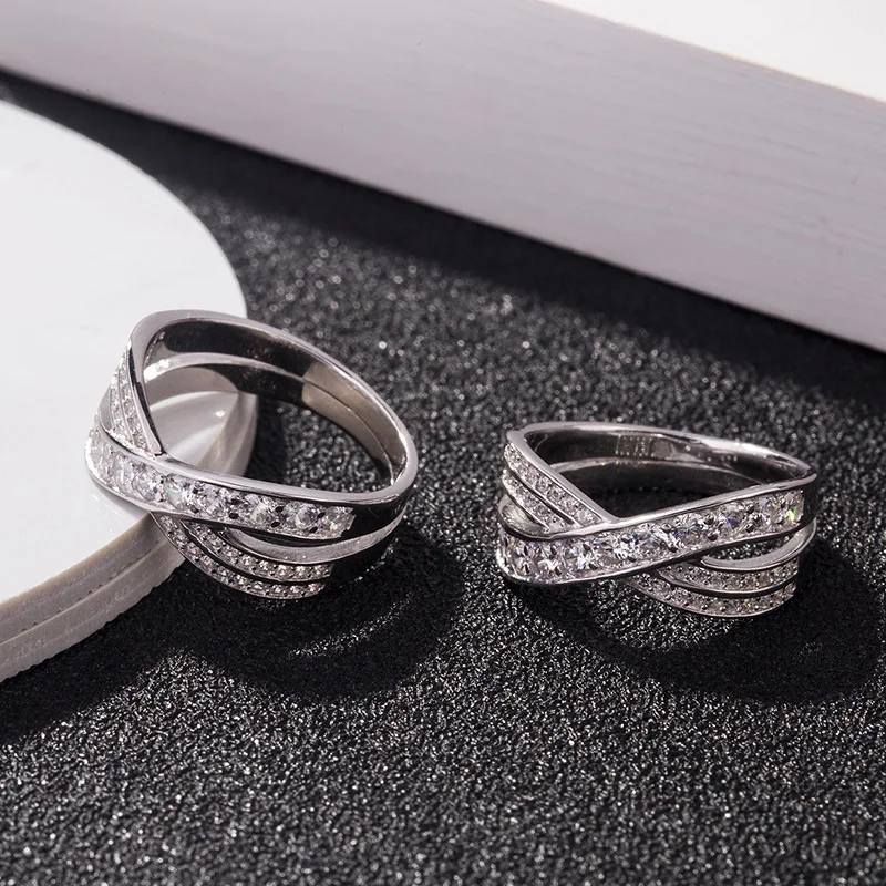 

【JYJZZ168】Женское кольцо из стерлингового серебра 925 пробы Ring Möbius Design Row Setting Модное женское кольцо с цирконием.