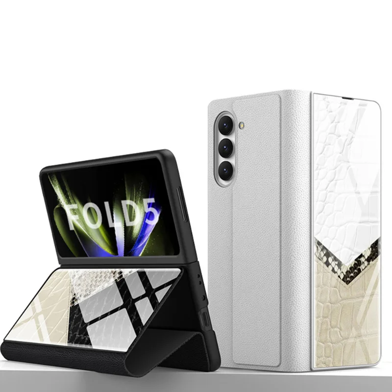 Luxury Mirror Glass Phone Case for Samsung Galaxy Z Fold5 Case All-inclusive Shockproof Shell for Samsung Z Fold 5 Case