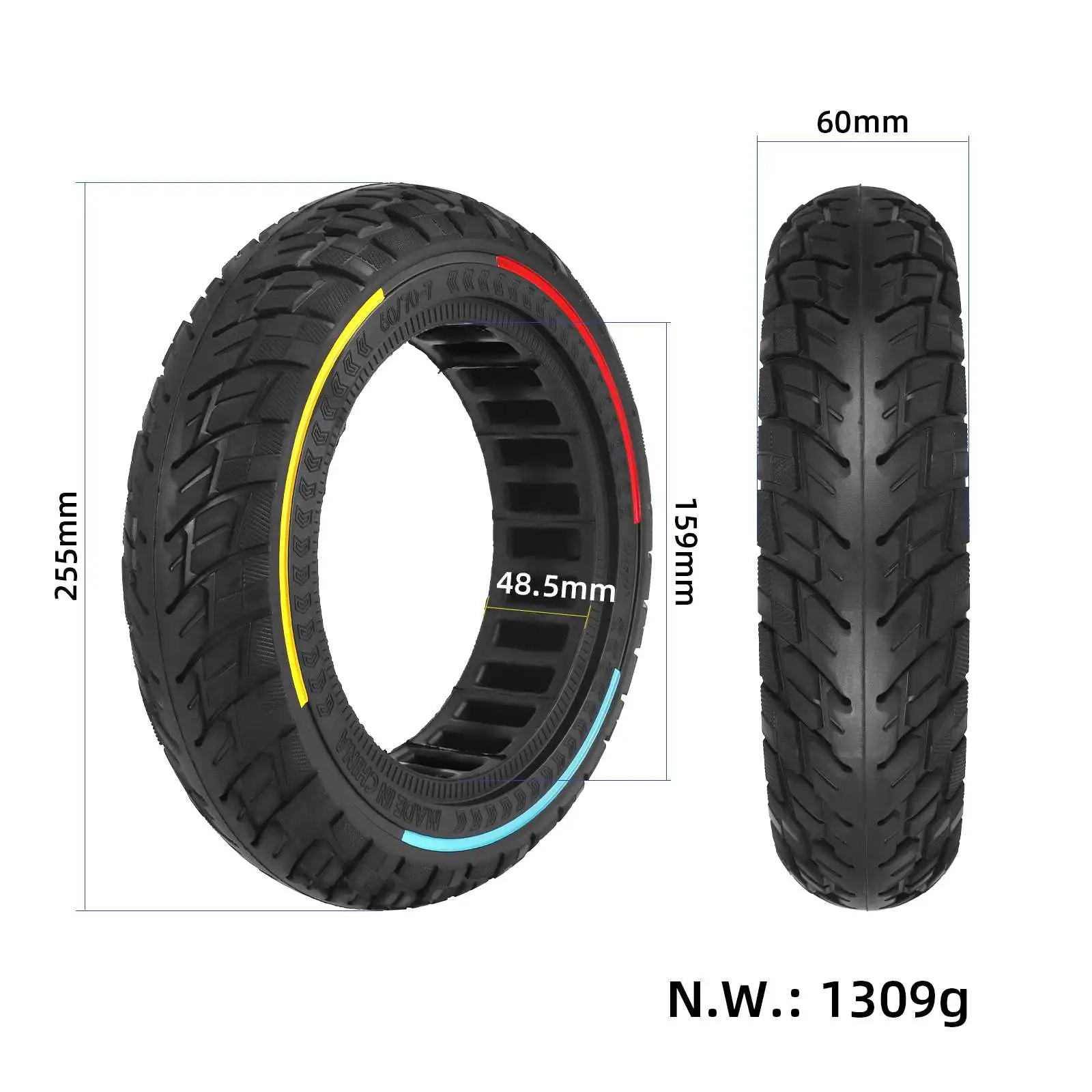 Ulip 60/70-7 Tubeless Solid Tire For Xiaomi 4 Pro Electric Scooter 10 Inch Puncture Resistant Front Rear Tire Replacements Parts