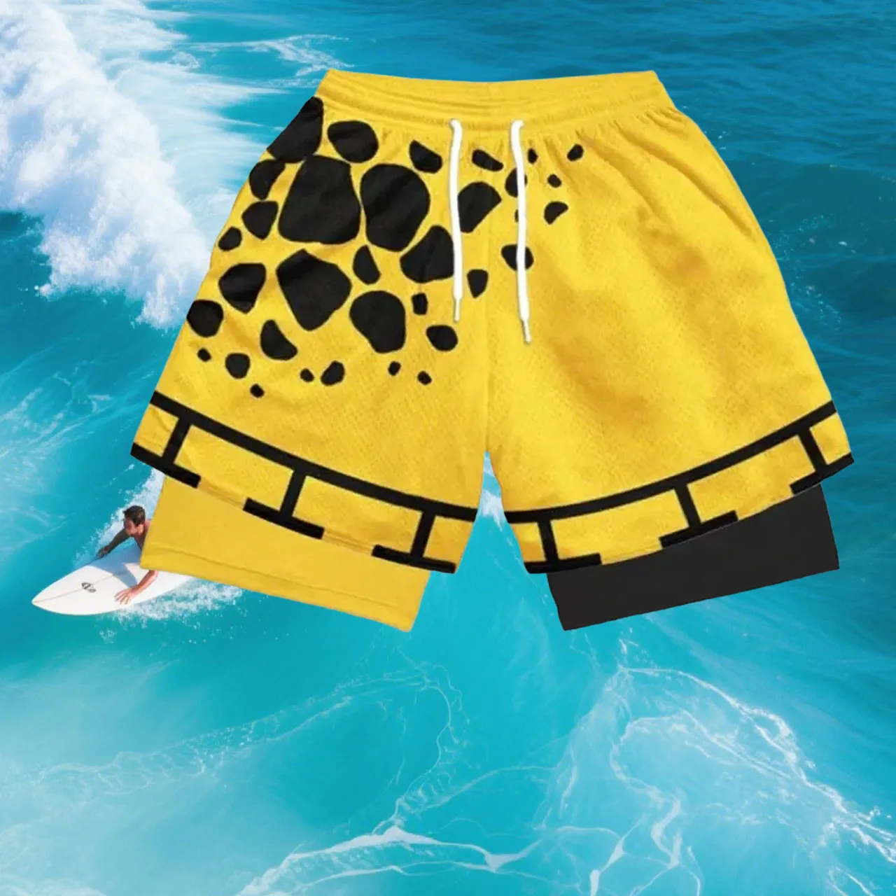 

Men's Beach Surfing 2-in-1 Sports Shorts Gym Shorts New Fashion Anime Sports Tight Shorts Beach Shorts Motorcycle Cycling Shorts
