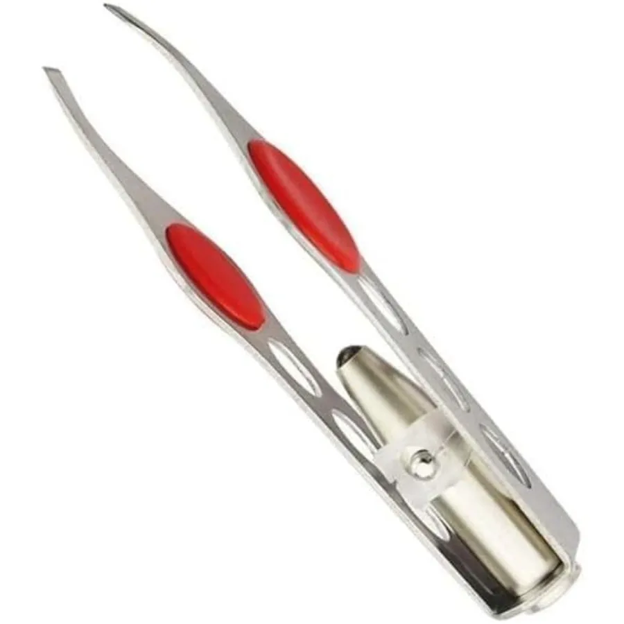 Silver Tweezer With LED Light For Hair Removal Makeup Tool Eyebrow Eyelash Tweezers, Lash Trimmer, Round Trimmer, Brow Tools, I