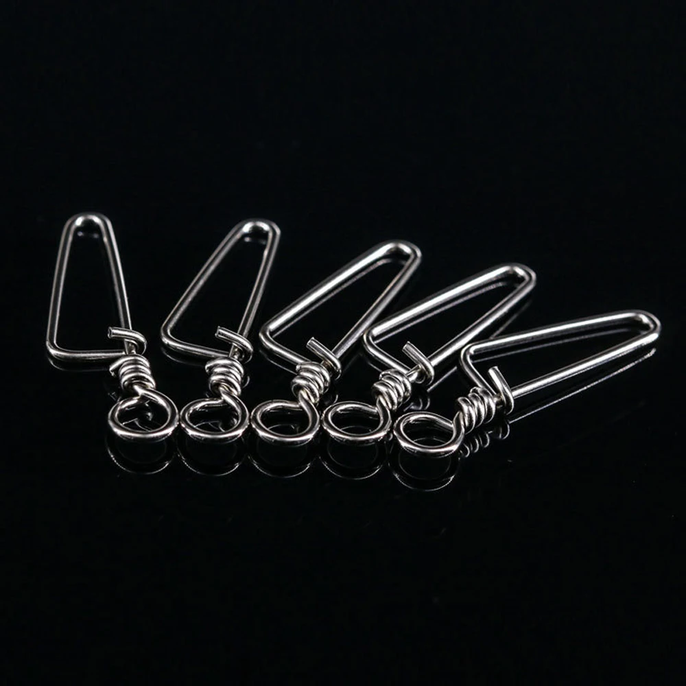 DNDYUJU 50pcs Stainless Steel Arc Fishing Snap Fishing Swivel Rings Safety Pin Fishing Accessories Lure Connector Tools