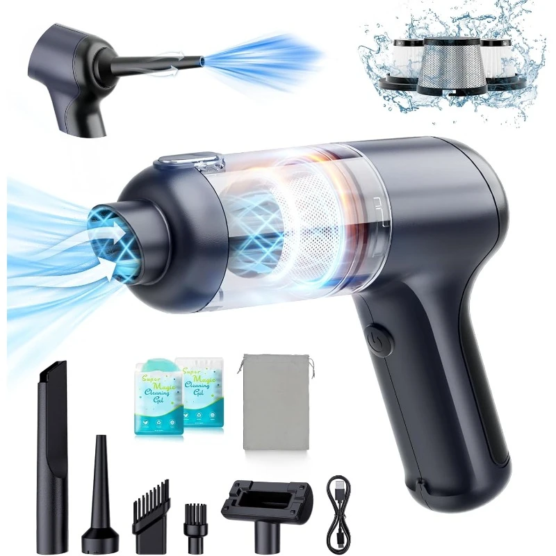 

Mini Vacuum Cleaner for Car, Low Noise Hand Vacuum Cordless Rechargeable, with Cleaning Gel for Car Detailing Keyboard