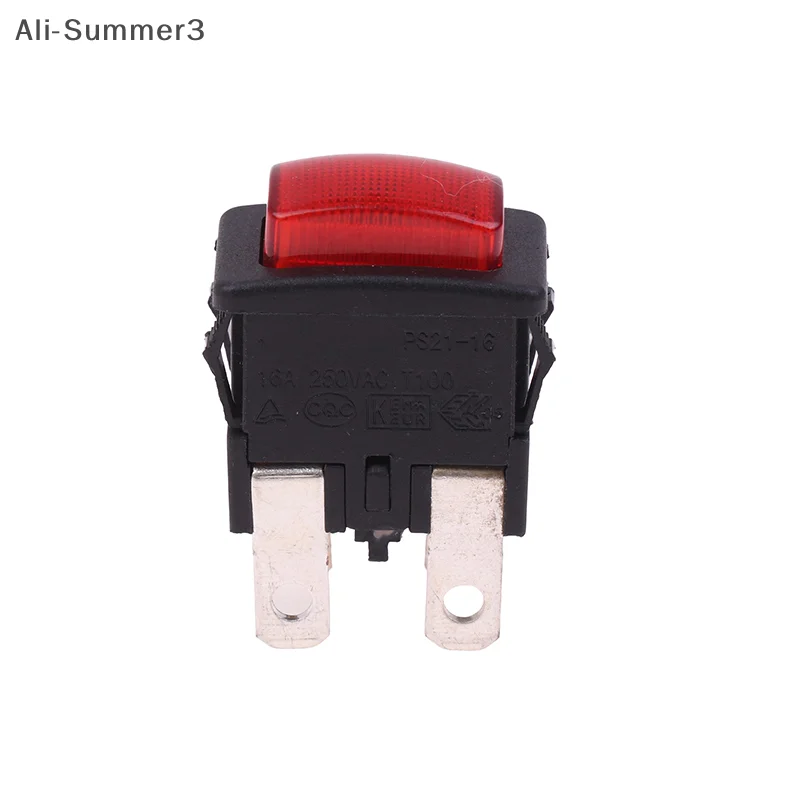 Red 4Pins 16A Self-Lock On Off Push Button Rocker Switch PS21-16 With Light Heater Electrical Touch Switch