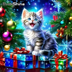 Evershine Diamond Painting Cat Animal Full Square Round Picture Of Rhinestones Christmas Gift Embroidery Wall Decor Mosaic