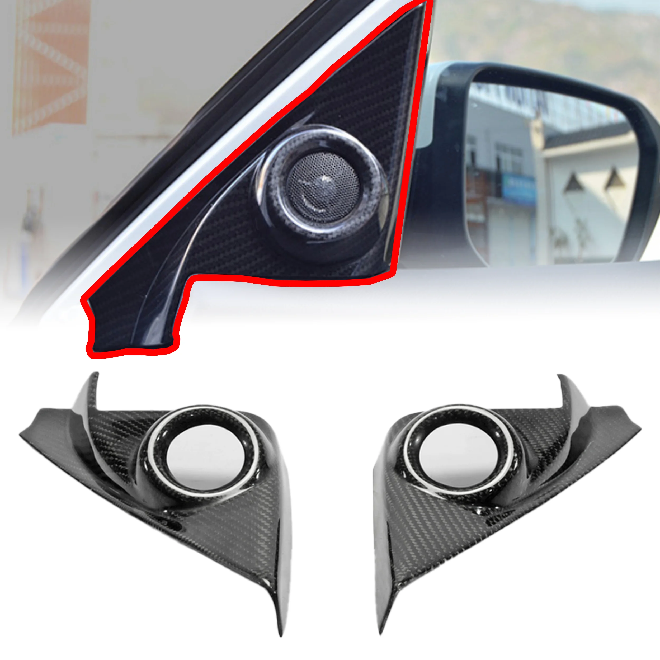 

Для 16-18 10-го поколения Civic FC автомобильные аксессуары из углеродного волокна накладка динамика на переходную стойку 2 шт. с левым рулем