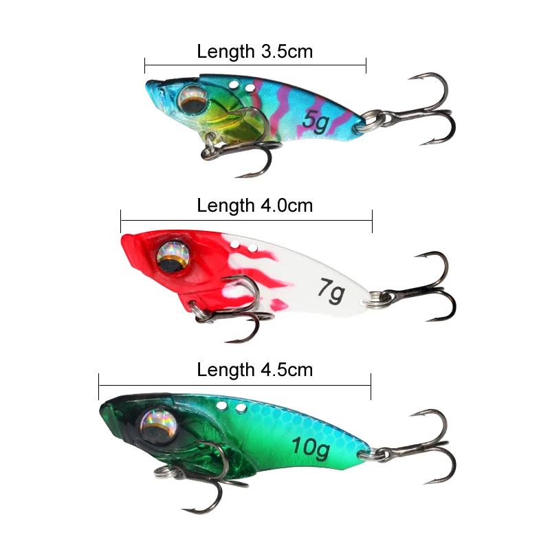 ILURE Fishing Lure Metal VIB 3D Eyes 5g7g10g Wobbler Sinking Artificial Hard Baits Spoon Jig Crankbait Sea Fishing Bass Crap