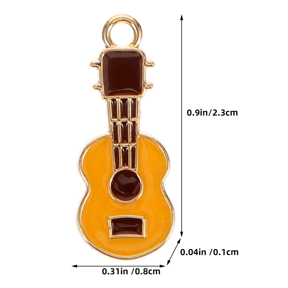 20 Pcs Guitar Pendant Instrument Design Decor for Jewelry Metal Keychain Charms Bulk Small