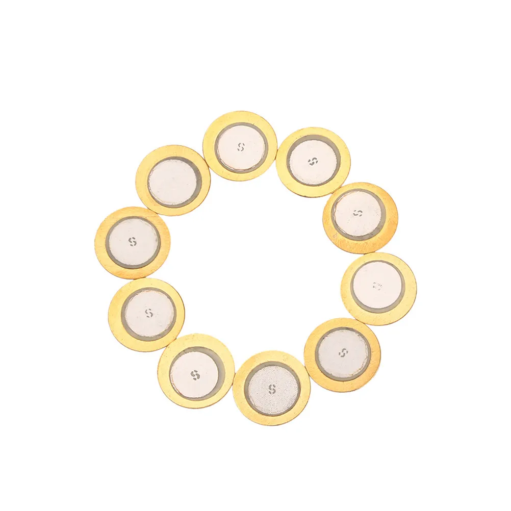 10Pcs Piezo Disc 15Mm Brass Outer Diameter 100Mm Leads 4.6khz for Acoustic Instrument Pickup Guitar Accessory Microphone Trigger
