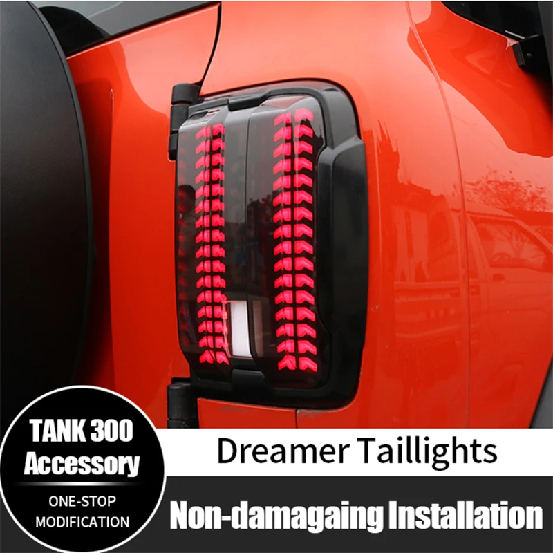 

1Pair For GWM Tank 300 Taillights New Design ABS LED Brake Tail Light Turn Signal Taillights Rear Lamp Assembly Car Accessories
