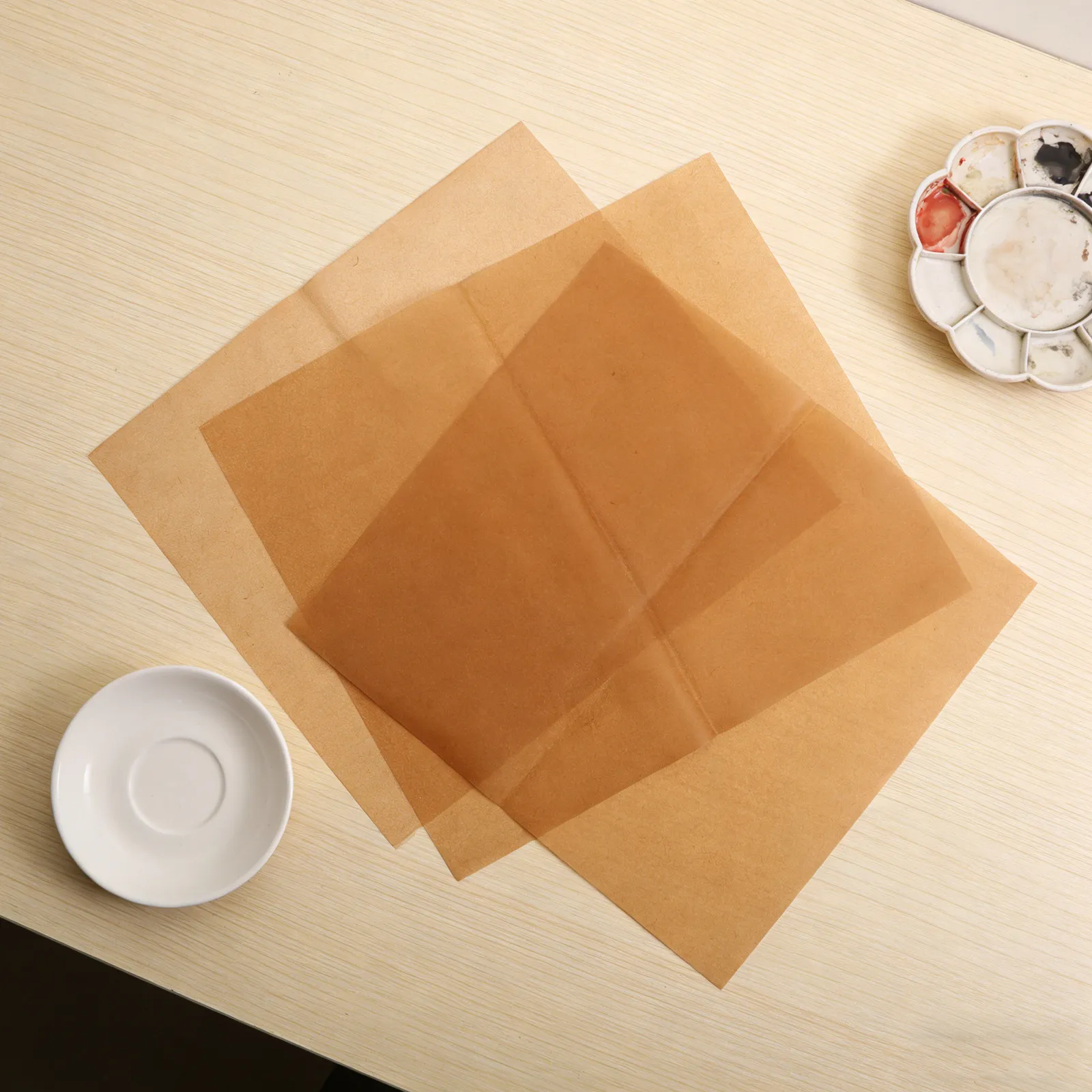 100Pcs Chinese Calligraphy Xuan Paper Handmade Bamboo Pulp Rice Paper Cicadas Wing Texture Semi-Raw for Brush Writing Ink