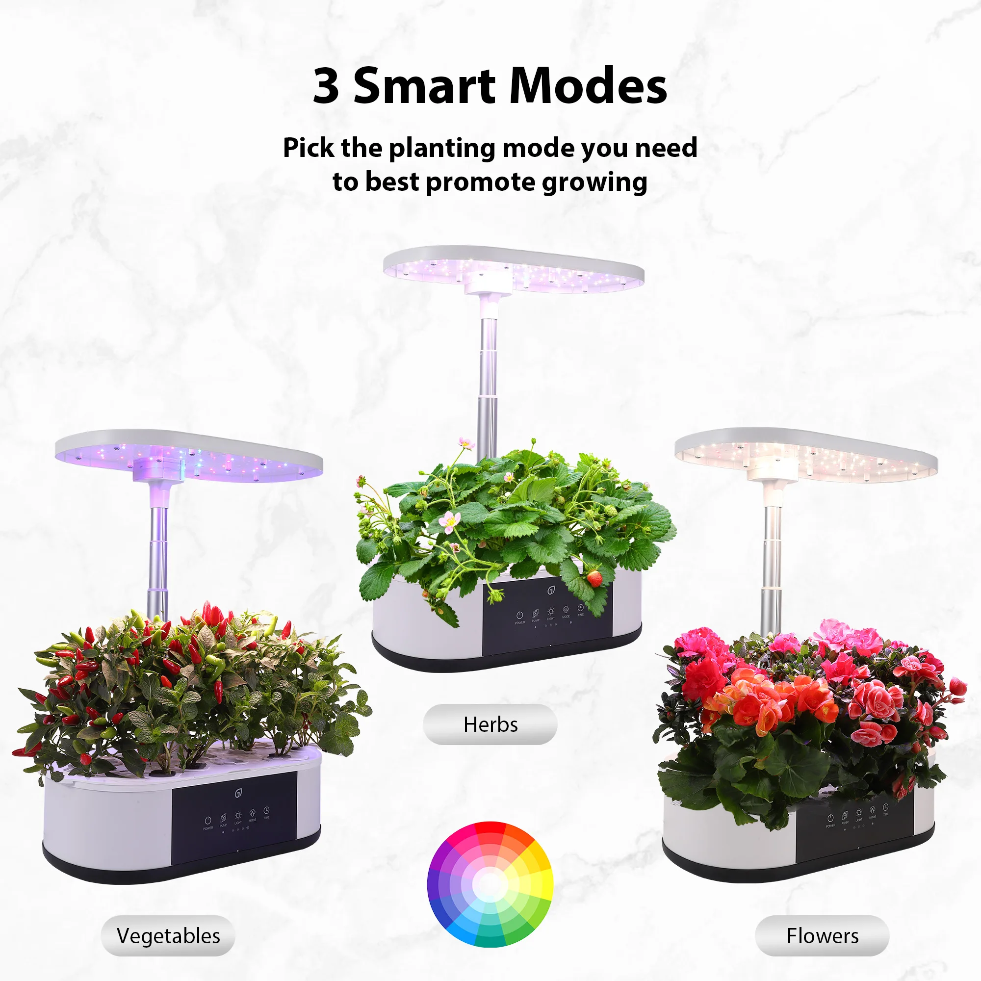 Sistema de cultivo hidropónico, Kit hidropónico con 120 luces de espectro completo de 24W, en 5 colores, temporizador automático para el hogar, 12 cápsulas