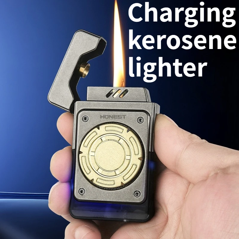 

Новая гибридная газово-электрическая металлическая зажигалка с декомпрессионным механизмом и окружающим светом, аксессуар для сигарет, подарок