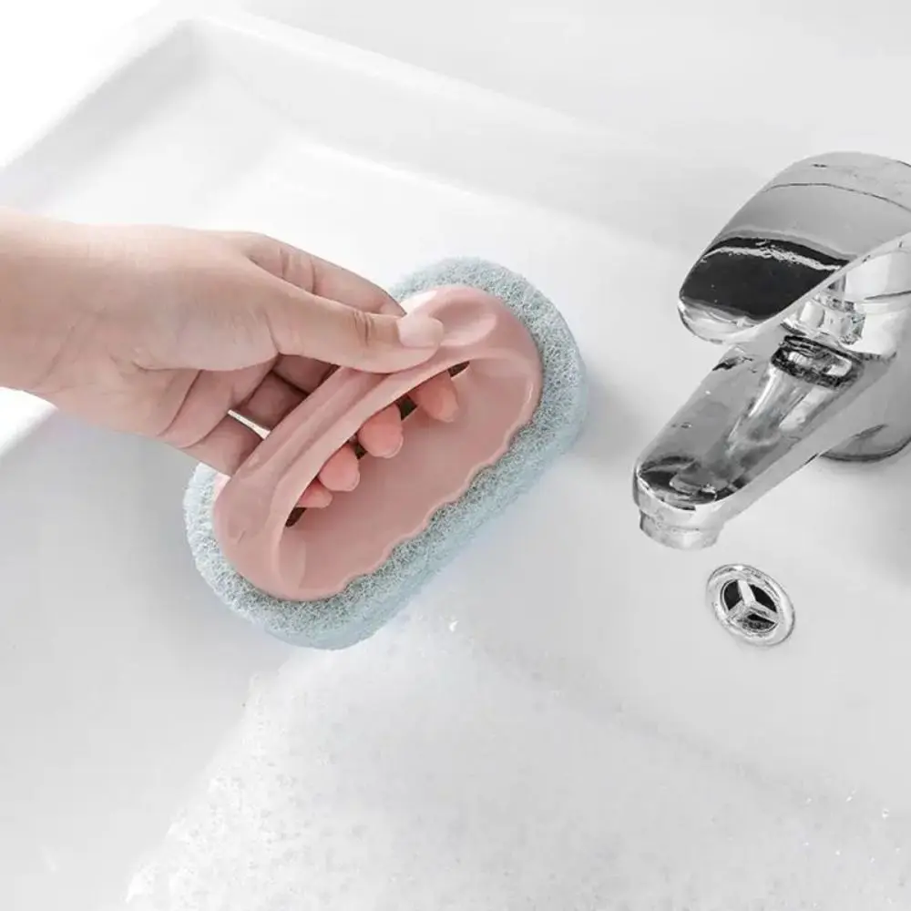 New Portable Sponge Bathroom Brush Multifunctional Sponge Bottom Bath Cleaning Brush with Handle Cleaning Tool Bathtub Brush