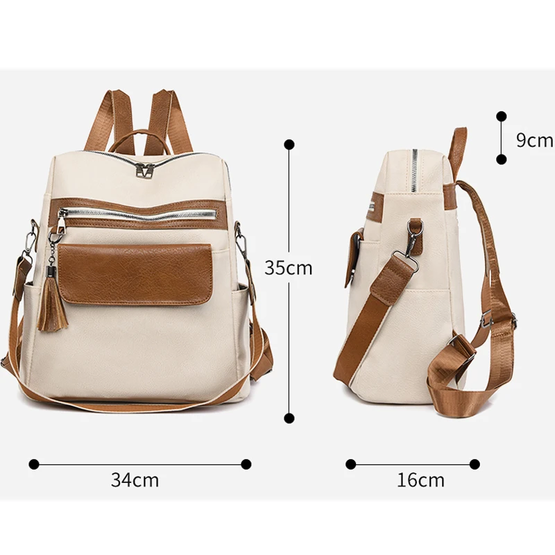 High Quality PU Leather Backpack Women's Large Capacity Travel Backpack Leisure Girl Student Bag 2024 New Shoulder Bag Backpacks