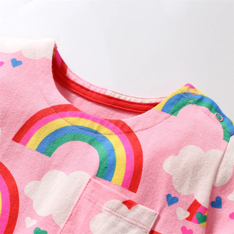 Zeebread-vestidos con estampado de arcoíris para niñas, ropa de princesa para niños, regalo de cumpleaños de verano, recién llegado
