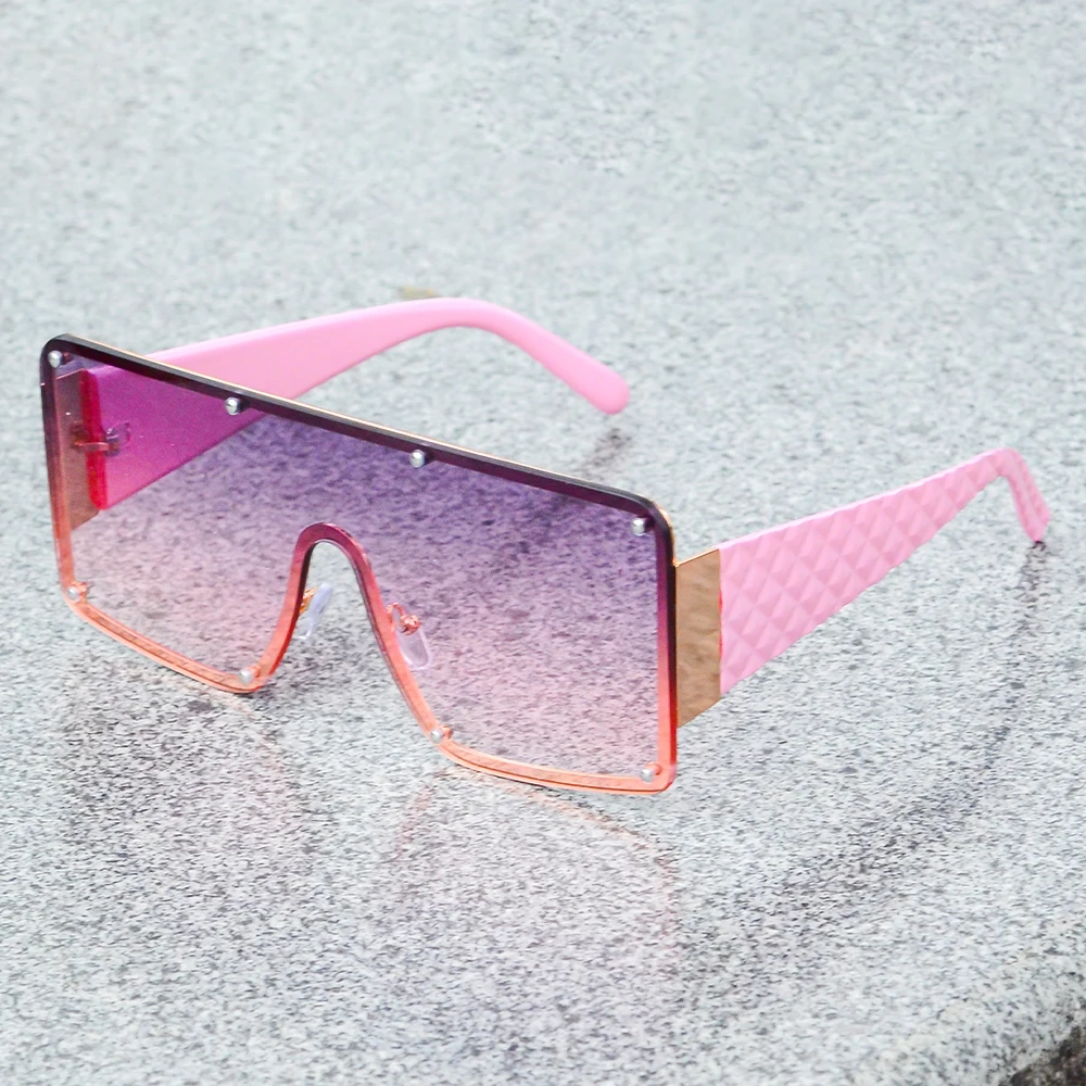 CRIXALIS 7 PCS Square Rimless Sunglasses Women Oversized Luxury Designer Sun Glasses Female Fashion Gradient Shades Lady UV400