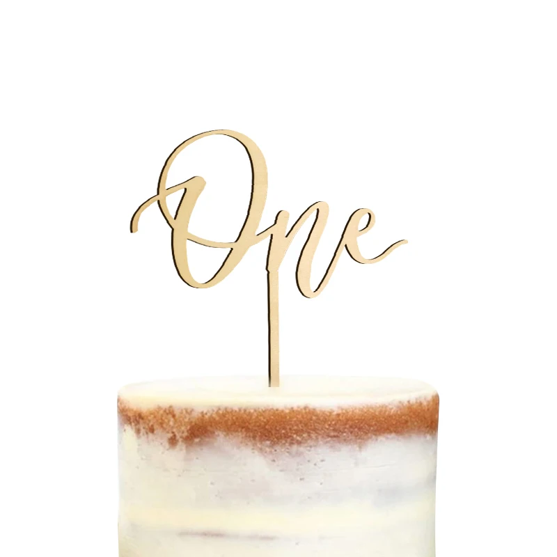 1pc Ein Kuchen Topper 1. Geburtstag Holz Kuchen Topper Holz Ein Glücklich Kuchen Dekor Ersten Geburtstag Baby Shower party Dekorationen – Detail 6