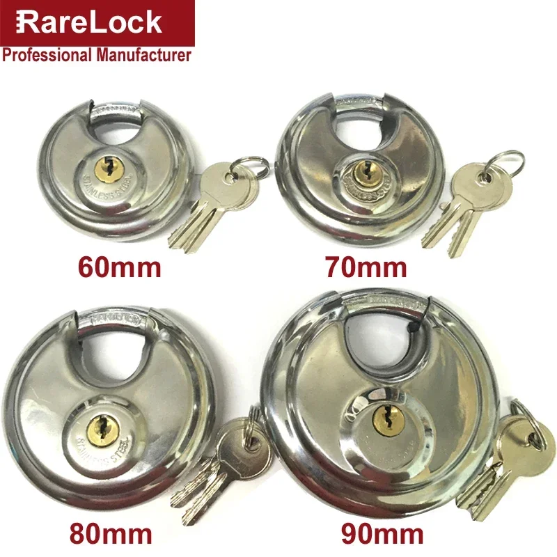 Circle Steel Padlock with 2 Keys 60-70mm for Outdoor Gate Drawer Door Cabinet DIY Furniture Hardware Rarelock MS383 G1