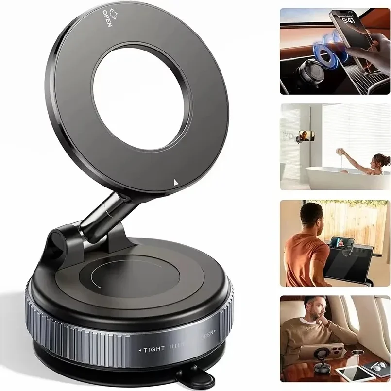 Vacuum Magnet Car Bracket Upgraded Version Multi-angles Adjustment Strong Magnetic Suck Foldable Car Navigation Phone Holder