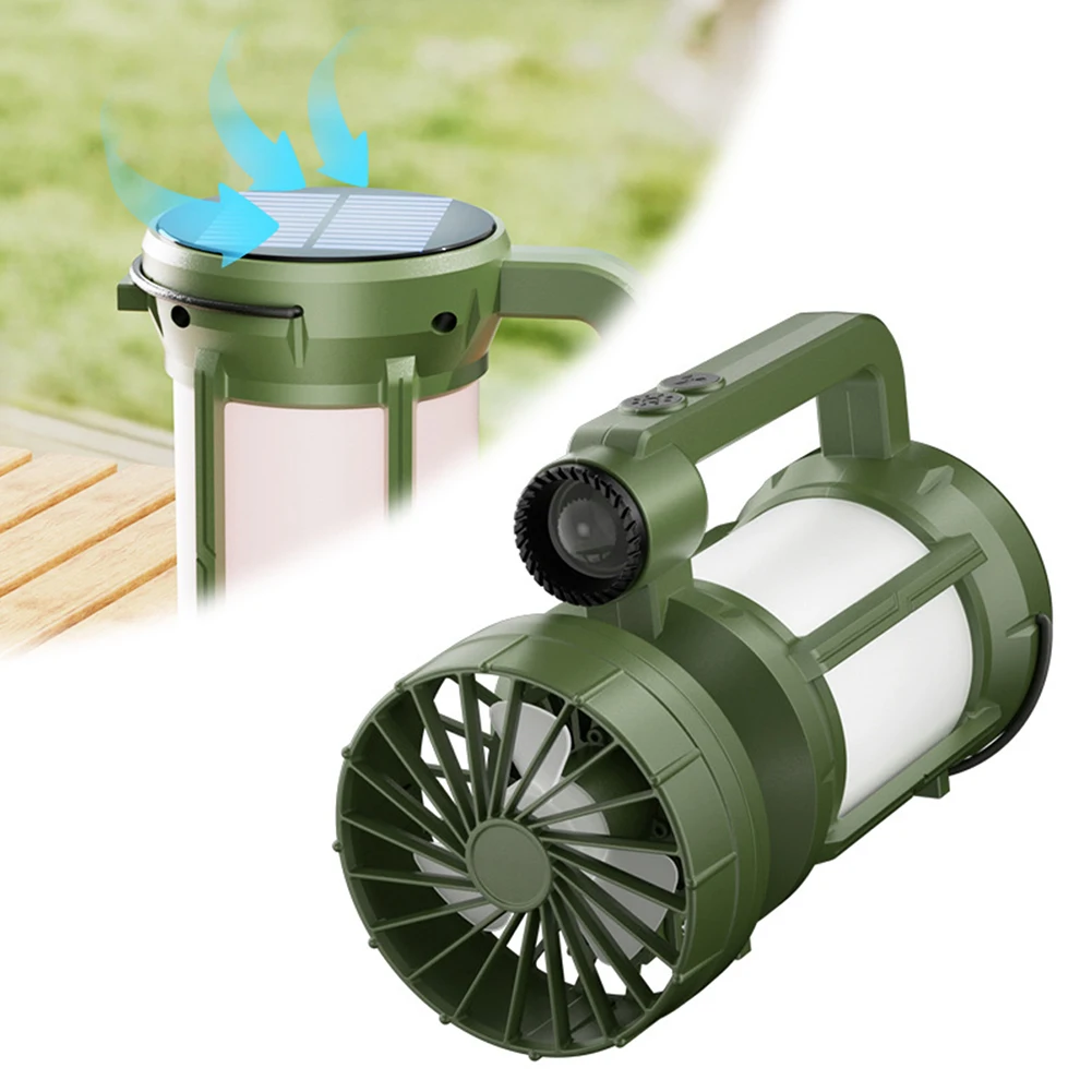 

Outdoor Solar Powered Travel Handheld Light Camping Lighting Fan Dual-mode Long Endurance Hook Camping Light Type-C Charging