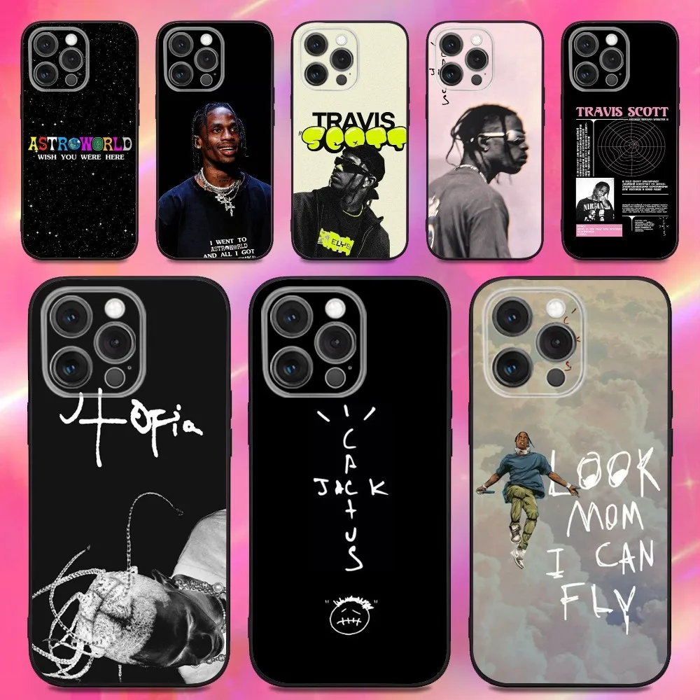 

Rapper T-Travis S-Scott Phone Case For iPhone 16,15,14,13,12,11,Pro,Max,Plus,X,XS,XR,SE,8,7,Mini,Soft Silicone Black Case