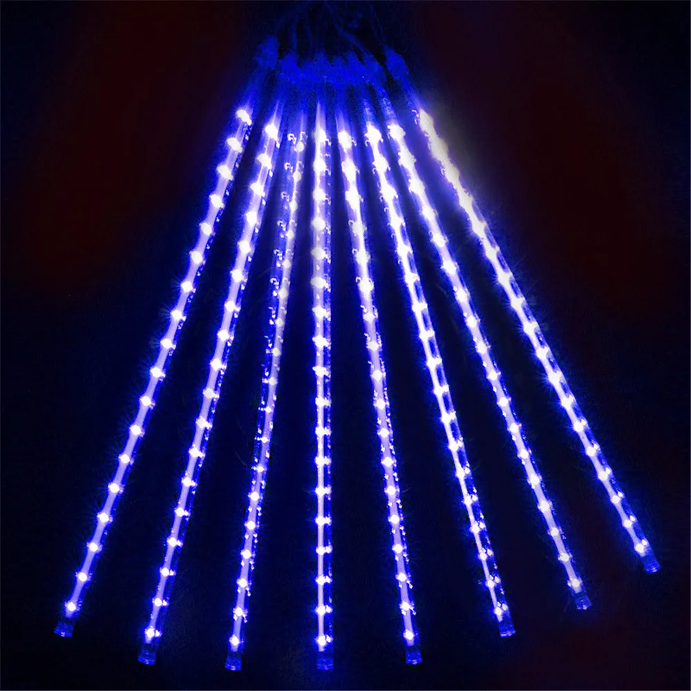 New Year 2025 LED Solar Meteor Shower String Lights 8 Tubes Holiday Lights Christmas Tree Garland Wedding Garden Decoration