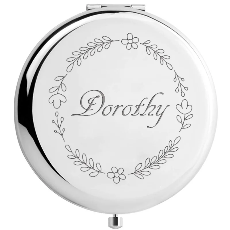 1pc Creative Wreath Custom Name Pocket Mirror Mirror With Name Makeup Mirror Christening Souvenir