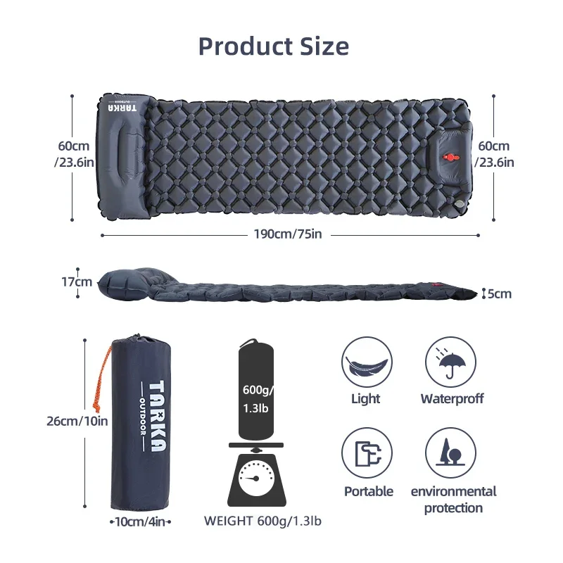 TARKA Tourist Camping Mat Sleeping Pad Lightweight Travel Self-inflating Mattress Inflatable Mats Air Mattress Camping Equipment